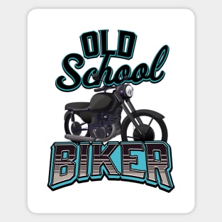 Old School Biker Cyan Sticker